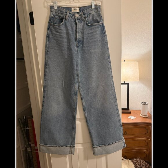 AGOLDE Dame High Rise Wide Leg Cuffed Jeans in Showdown | Size 24 - Picture 4 of 7